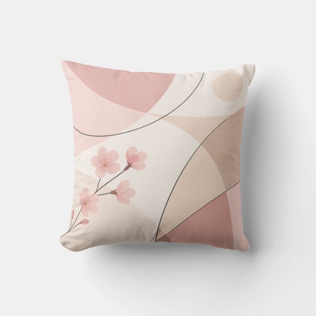 Coussin Modern Sakura Minimalist Geometric Pillow (Recto)