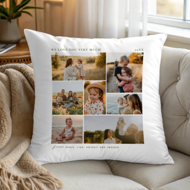 Coussin Modern Simple 7 Photo Collage Famille Cadeau (Créateur téléchargé)