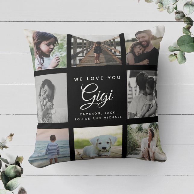 Coussin Modern We Love You GIGI Fête des mères Collage pho (Créateur téléchargé)