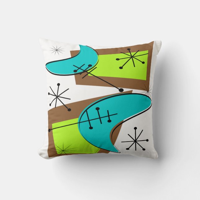 Coussin moderne 6 atomiques de la moitié du siècle (Recto)