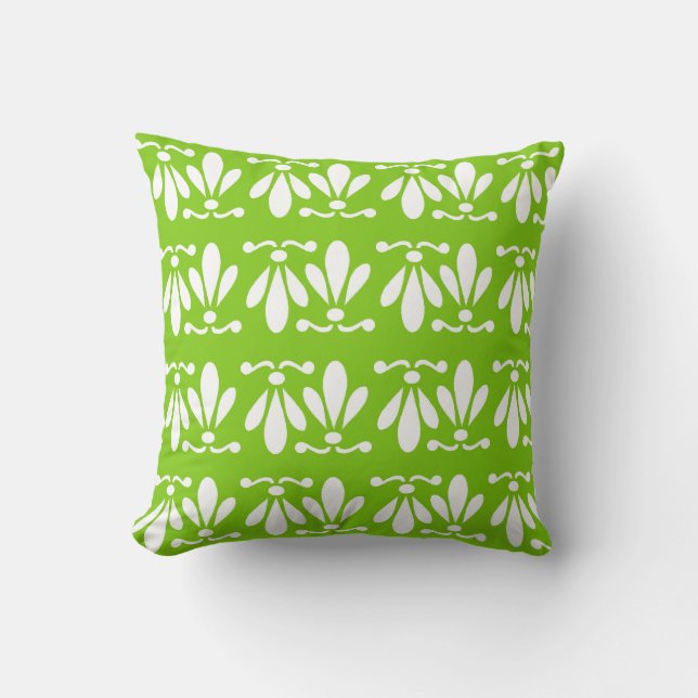 Coussin moderne à motifs floraux verts (Recto)