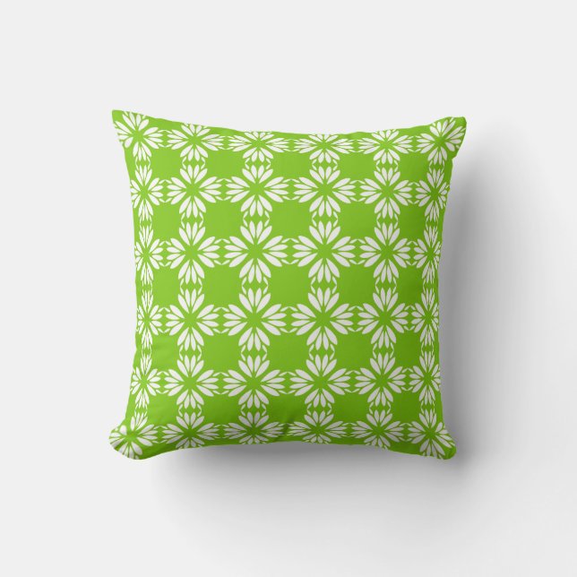 Coussin moderne à motifs floraux verts (Recto)