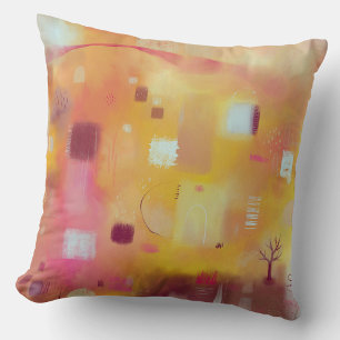 Coussin Moderne Abstrait Jaune