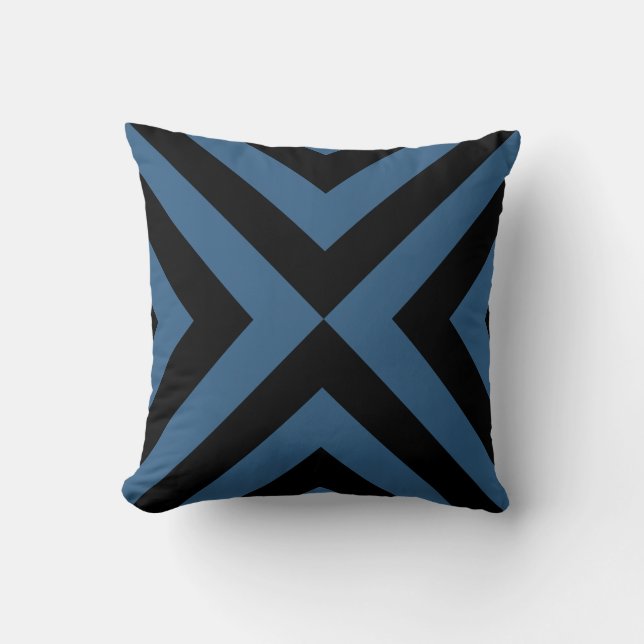 Coussin Moderne Abstrait Noir & Bleu (Recto)