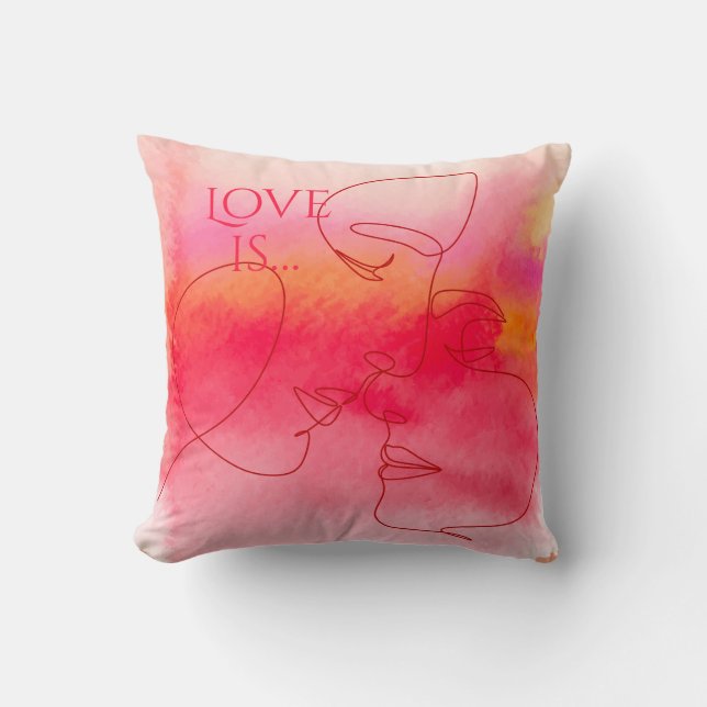 Coussin Moderne Amour - Art d'un Couple à l'Aquare (Recto)