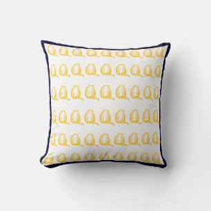 coussin moderne aux chats blanc et jaune moutarde