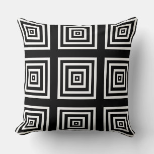 Coussin moderne blanc et noir géométrique