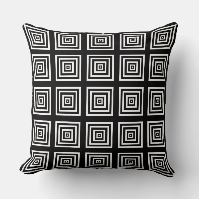 Coussin moderne blanc et noir géométrique (Recto)