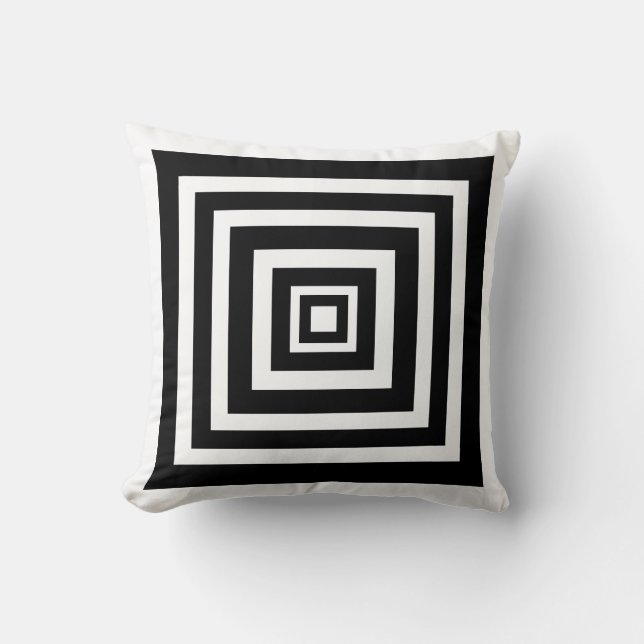 Coussin moderne blanc et noir géométrique (Recto)