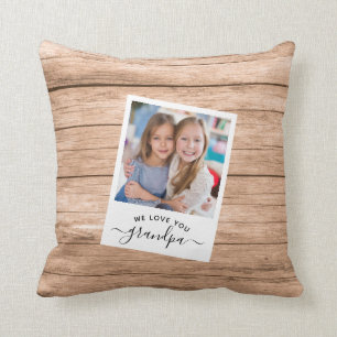 Coussin Moderne Bois Rustique Nous vous aimons Papi Photo
