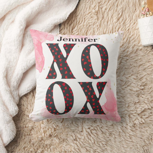 Coussin Moderne Bold XOXO Joyeux cadeau de jour Valentines (Couverture)