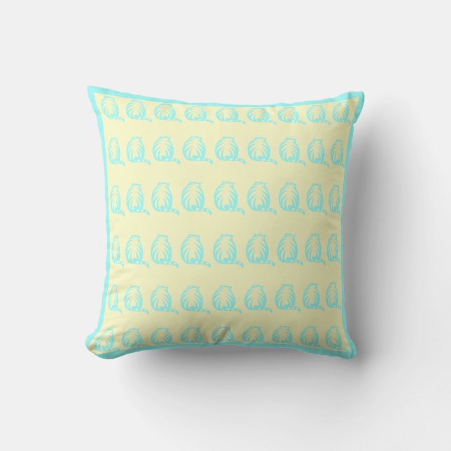Coussin moderne CATS blanc et turquoise (Recto)