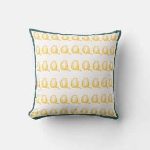 coussin moderne chats jaune moutarde et blanc