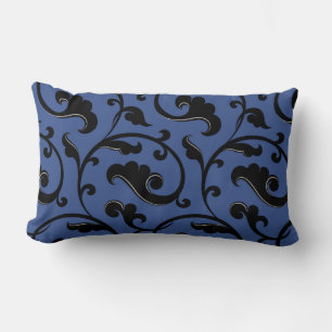 Coussin moderne chic, bleu et noir