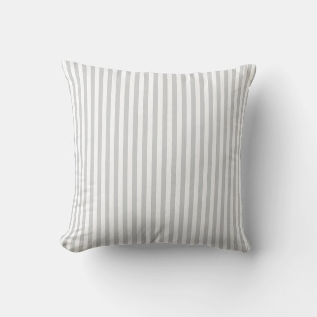 Coussin moderne chic gris et blanc rayures (Recto)