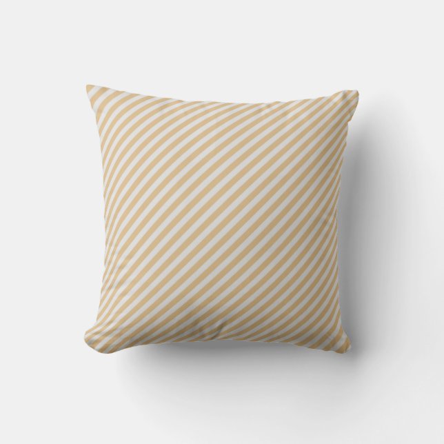 Coussin moderne chic neutre miel et rayures beiges (Recto)