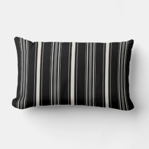 Coussin moderne chic noir et blanc rayures