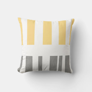 coussin moderne chic rayures jaune et gris