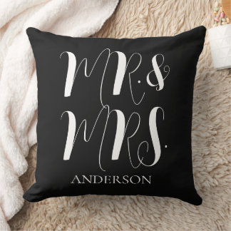Coussin Moderne crème Monsieur et Madame Écriture Mariage