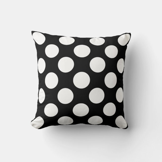 Coussin moderne de B&W, pois blanc géant sur le (Recto)