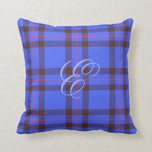 Coussin (moderne) de monogramme de tartan d'Elliot
