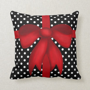 Coussin moderne de Noël, pois de B&W avec l'arc