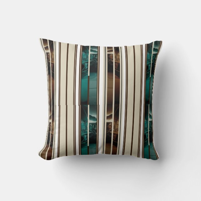 Coussin Moderne décoration triple rayure verticale céleste (Recto)