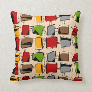 Coussin moderne du milieu du siècle coloré Abstrai