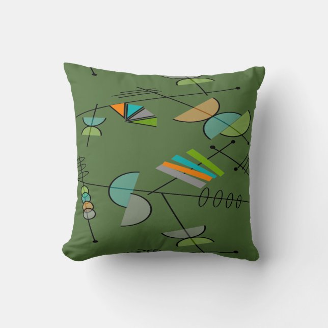 Coussin moderne du milieu du siècle Motif géométri (Recto)