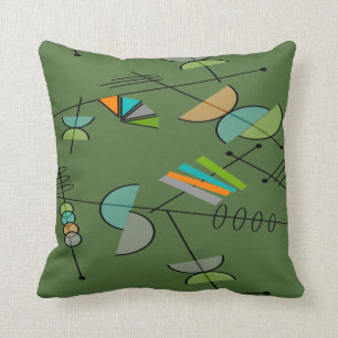 Coussin moderne du milieu du siècle Motif géométri