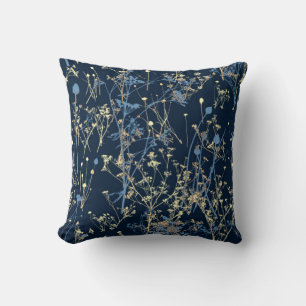 Coussin Moderne Elegant Abstrait Dark Navy Bleu Jaune