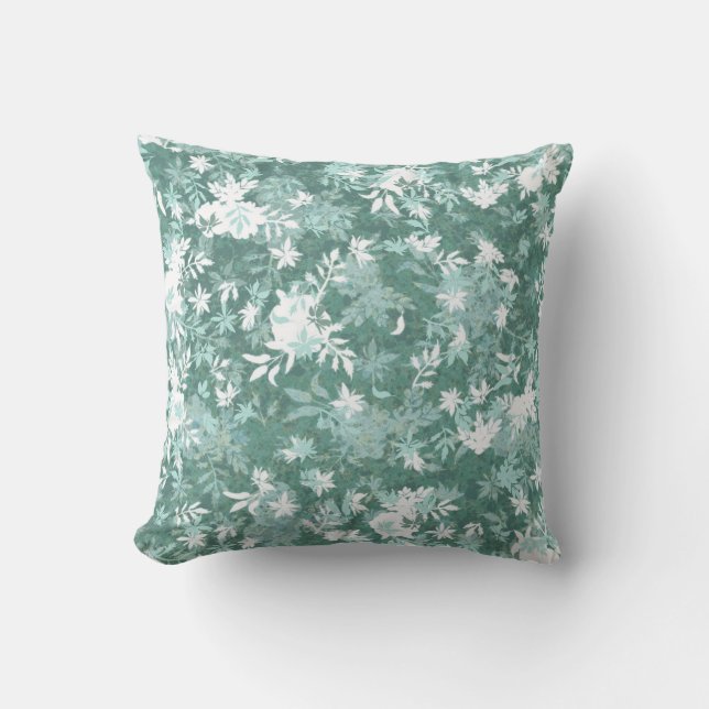 Coussin Moderne Élégant Abstrait Fleurs de Marigold Turquo (Recto)