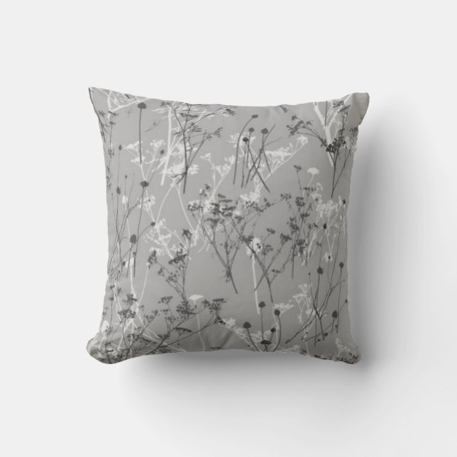 Coussin Moderne Elégant Abstrait Grey Fleurs sauvages Flor (Recto)