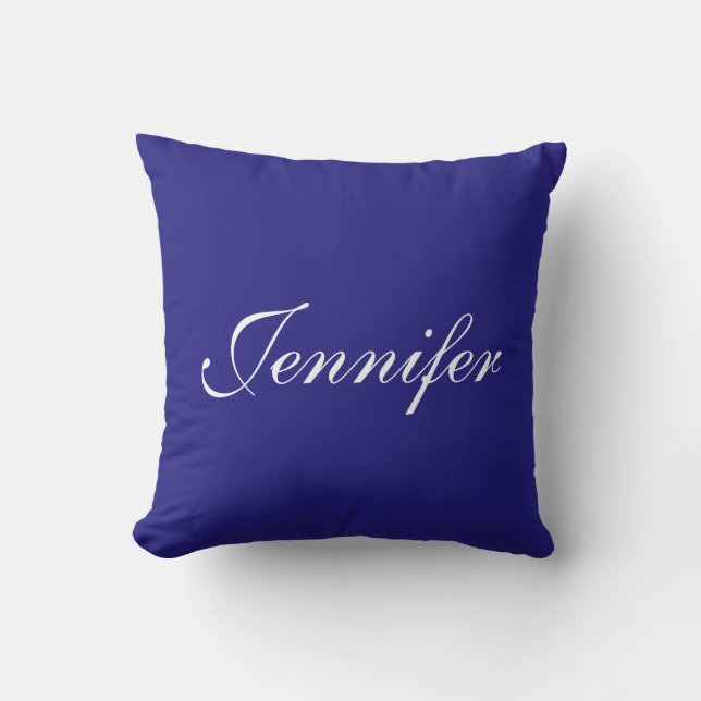 Coussin Moderne Élégant Cute Unique Calligraphie Bleue (Recto)
