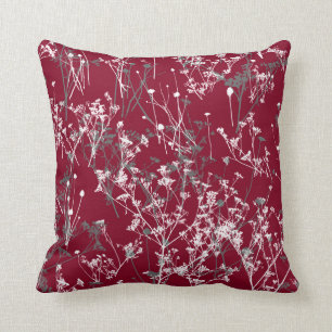 Coussin Moderne Elégant Fleurs sauvages Abstraits Burgund