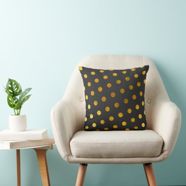 Coussin Moderne Elegant Simple Pois de charbon et d'or (Chaise)