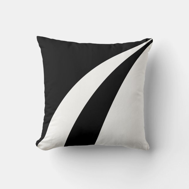 Coussin Moderne et élégante abstraite noir & blanc vagues (Recto)