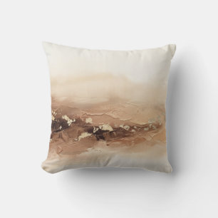 Coussin Moderne feuille d'or ton terre 3D Impasto