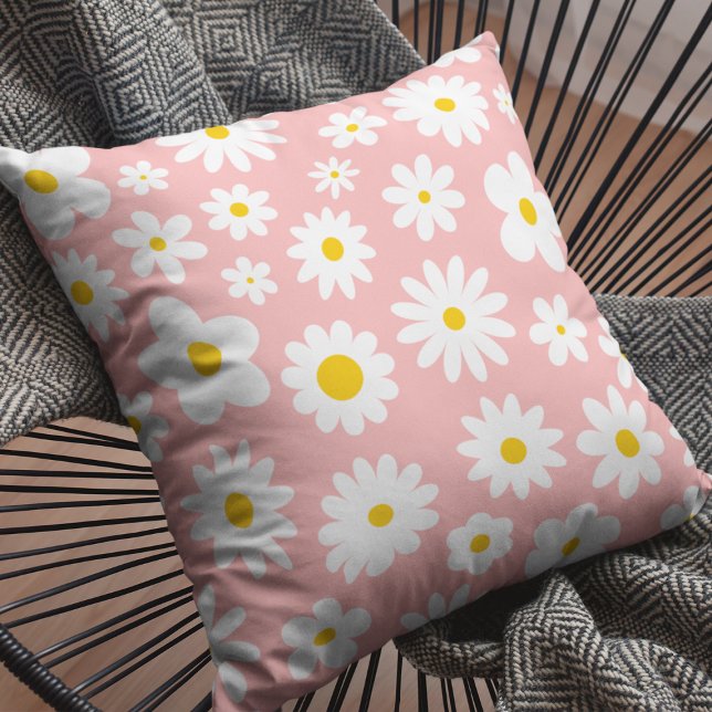 Coussin Moderne Flat Graphic Daisy Rose (Créateur téléchargé)