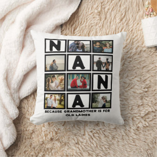Coussin Moderne Funny Grand-mère Cute Nana 8 Photo Collage