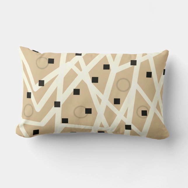 coussin moderne géométrique abstrait tan et blanc (Recto)