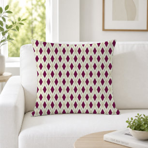 Coussin Moderne Géométrique Argyle Beige Violet