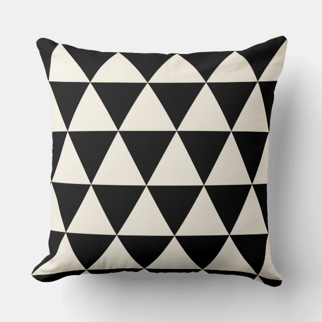 Coussin moderne géométrique noir et ivoire blanc (Recto)