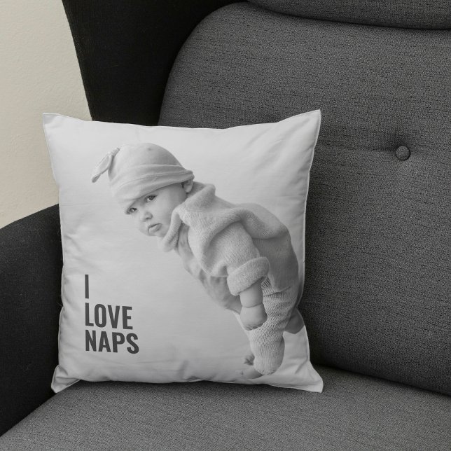 Coussin Moderne J'aime Les Naps | Photo De Bébé  (Créateur téléchargé)