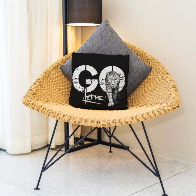 Coussin Moderne, LAISSEZ-MOI ALLER LAIT Léopard noir LAIT (Créateur téléchargé)