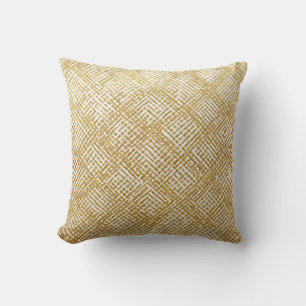 Coussin Moderne, Luxe, Motif de Grille Dorée