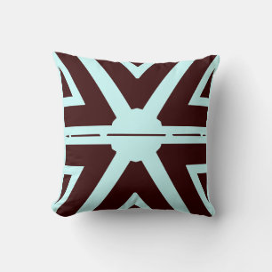 coussin moderne marron et turquoise