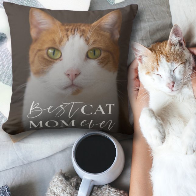 Coussin Moderne Modèle photo de maman de chat (Créateur téléchargé)
