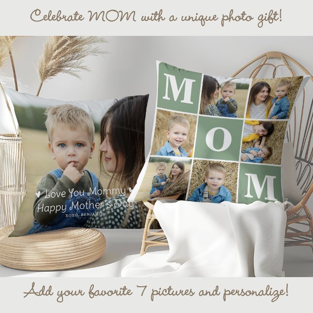 Coussin Moderne MOM Custom Cute 7 Multi Photo Collage (Créateur téléchargé)
