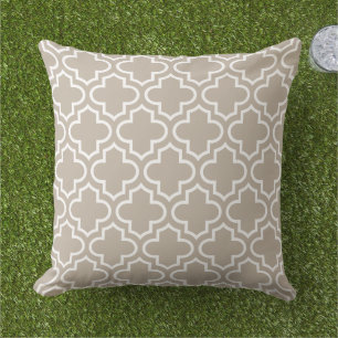 Coussin Moderne Neutre Beige Marocain Quatrefoil Motif